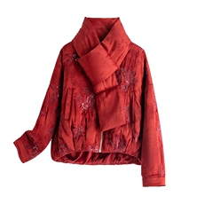 水衣源889款刺绣带围脖短款夹棉棉服外套女，女装棉衣/棉服，水衣源