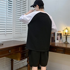 新款夏季短袖t恤套装冰丝透气港风宽松休闲青少年潮男装DF323P48，男装休闲套装，电商A086