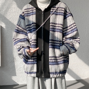 经典格子拼色男士毛呢连帽夹克外套 A071-5010-P115图片