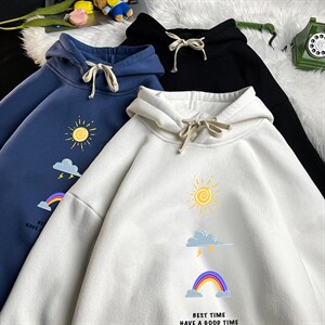 WY2141-P35 加绒款-P40 纯棉连帽卫衣男大码运动帽衫宽松薄图片