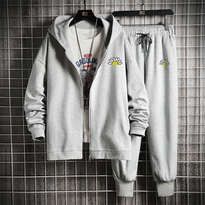 TK6089-P85 开衫连帽卫衣套装男运动套装两件套 网格挂拍图片