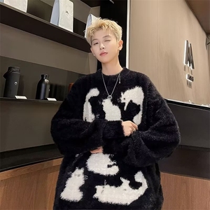 美式复古设计感猫咪圆领毛衣  M5718 P55图片