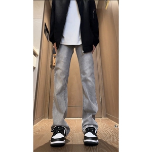 烟灰色牛仔裤秋冬款男生穿搭高级感长裤子K906-P53加绒58图片