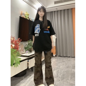 【档口现货260g】DX408HH-P35 美式高街字母刺绣短袖T恤男女夏季图片