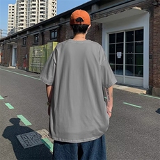2023春夏季新款男休闲纯棉植绒兔子五分袖圆领短袖BE01P26，男装T恤，星座1116-2