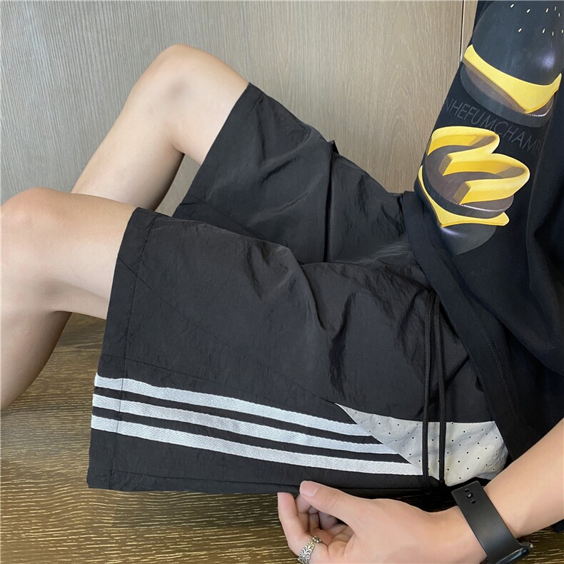 夏季新款冰丝透气三条杠潮流宽松速干短裤B315-K24186-特p25控48,男装休闲裤,电商B315