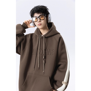秋季重磅连帽卫衣男宽松休闲钢印外套拼色学生衣服 W116-P65 控98图片