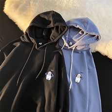 WY2167-P35加绒款-P40纯棉连帽卫衣男大码运动帽衫宽松薄外套男，男装卫衣，电商A040