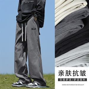 新款休闲裤灯芯绒宽松垂感运动裤子男直筒卫裤男1088-特批-37图片