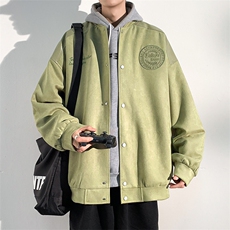 港风新款宽松麂皮绒拼接PU皮棒球服夹克外套男JK7709P75，男装夹克，星座1204-3