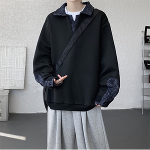 WY10173-特批50 加绒P60 美式重磅绒感V领卫衣大码撞色上衣外套图片