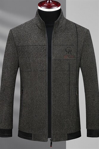 2023冬季中年男时尚休闲加厚夹克男立领爸爸装外套SFT82138-P175，男装夹克，电商B212（原钱塘6029）
