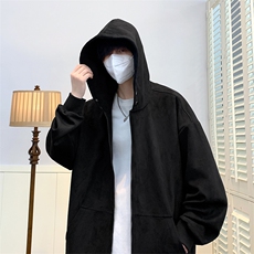 得物品质二次开发麂皮绒外套男潮牌开衫卫衣A395P70，男装卫衣，电商A309