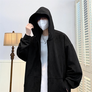 得物品质 二次开发麂皮绒外套男潮牌开衫卫衣 A395P70图片