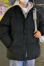 立领麂皮绒棉衣男款冬季2024新款美式复古潮牌羽绒服男士棉袄加绒，男装棉衣，电商A409-1