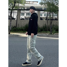 B221美式ins高街暗黑小众毛边修身小脚牛仔裤LK23020-P60控78，男装牛仔裤，电商B221