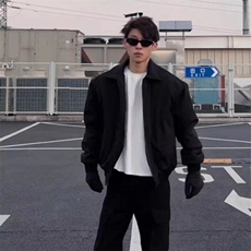 潮加厚翻领拉链青少年黑色飞行夹克棉服男款冬季夹棉标准常规款，男装夹克，星座506A