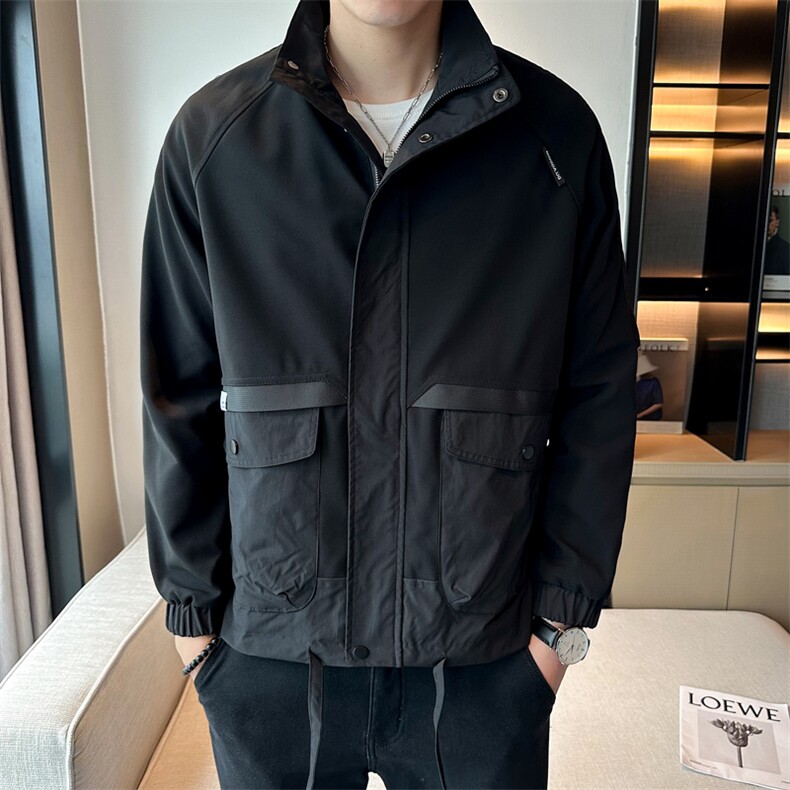2023秋季新款夹克外套男时尚潮牌拼料立领上衣jk9817-p115,男装夹克,电商D303
