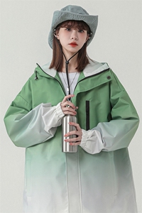 2026中性风山系防水冲锋衣渐变色夹克女大码M-5XL休闲JK77088P85图片