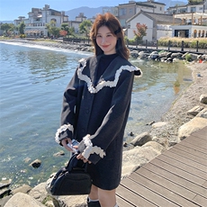 挂脖式娃娃领常规袖A字裙连衣裙气质韩版加厚海军领气质小个子，女装西装，浙宝210（原浙宝191）