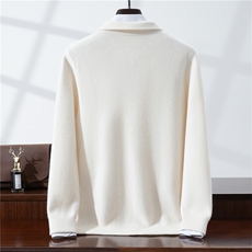 2025年秋冬季男士100羊毛开衫四平加厚polo领羊毛衫外套商务，男装针织衫/毛衣，星纬羊绒