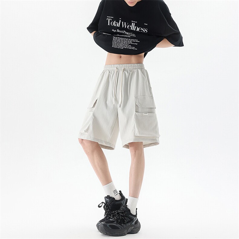 8XL-M 特大码冰丝短裤男五分裤褶皱休闲裤工装中裤DK1504P45控68图片