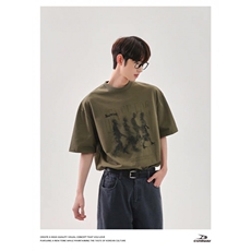 网图韩系流行百搭街头人物印花重磅纯棉短袖T恤221-5/T003/P35，男装T恤，星座221-5