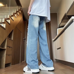牛仔裤男夏季宽松直筒阔腿长裤男休闲宽松裤子男款 NR529图片