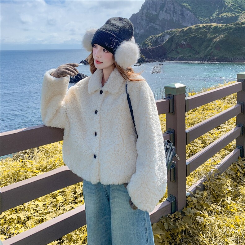 当季新款温柔风羊羔毛外套2C229-86533-1-P225-K395,女装短外套,2C229