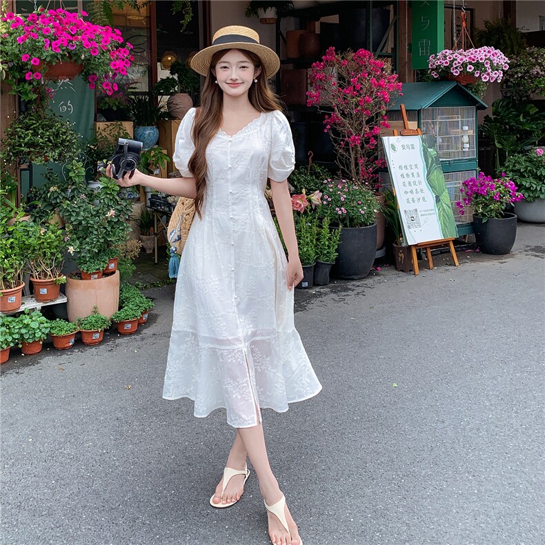 夏季新款温柔风重工刺绣拼花边巨好看连衣裙女182A-8708P145K198,女装连衣裙,浙宝182A