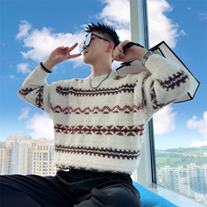 AM301/P85控115秋冬季社会小伙休闲百搭宽松韩式保暖毛衣男灰首，男装针织衫/毛衣，星座305B-1