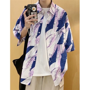 夏季男士短袖衬衫男宽松休闲半袖寸衫五分袖衬衣外套 CW1030图片
