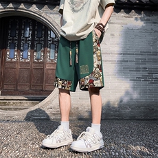 夏季男士休闲裤子潮流五分裤刺绣短裤拼接休闲裤A266-KZ608-P28，男装牛仔裤，电商A266