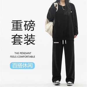 美式重磅条绒套装圆领卫衣搭配抽绳束脚裤 TZ819-特批98图片