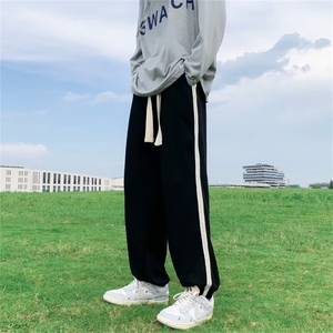 春秋简约条纹束脚九分裤男潮牌街头宽松休闲运动裤 K4104-P32图片