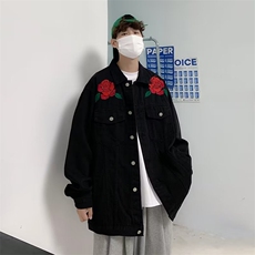 秋季印花男牛仔夹克长袖单排扣宽松型翻领青春流行外穿W5057-P62，男装夹克，星座512-2