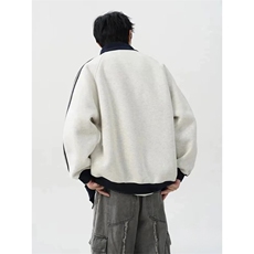 抖音得物品质秋冬美式高街重磅结构拼接织带翻领卫衣夹克外套W113，男装夹克，电商A486
