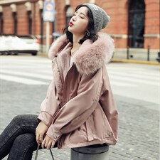 现货冬装2024年新款加绒派克服女韩版宽松加厚冬季大码外套棉袄，女装棉衣/棉服，梦懿尔