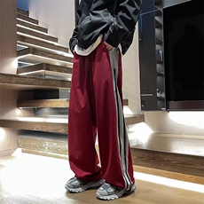 裤子男女薄款速干三条杠阔腿运动裤潮牌高级感痞帅束脚休闲长裤，男装休闲裤，星座601-2
