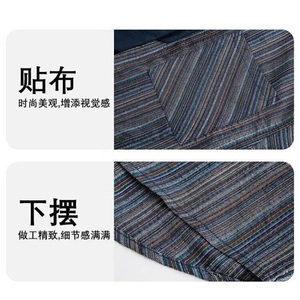 网络图现货条纹休闲宽松无品牌慵懒五分袖衬衫RC211-P38图片