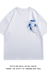 1港风情侣大码M-5XL中性风网红小熊短袖T恤男白底DT7745P55控68，男装T恤，星座226-2