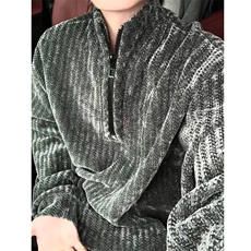 2025年拉链半高领男雪尼尔秋冬季纯色套头线衣服宽松花线，男装针织衫/毛衣，星座506A