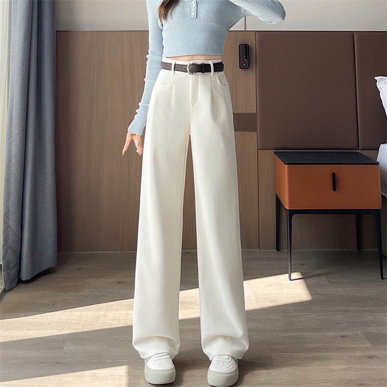 胖mm大码欧棉绒黑色阔腿裤女显瘦宽松梨形身材直筒窄版长裤子,女装休闲裤,云美莎专业女裤-全店现货