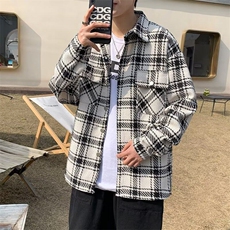 小香风夹克外套男士韩版潮流帅百搭格子2025春季ins上衣W6343-P51，男装夹克，星座412-2
