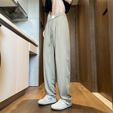 冰丝裤男款夏季速干日系卡其色裤子垂感痞帅高级感西裤美式休闲裤，男装休闲裤，星座505-2（原电商A260-1)