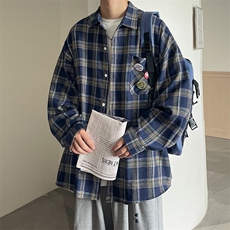 B225-C6072-P62-X78----别针标格子衬衫-全棉，男装衬衫，电商B225