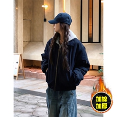 现货秋冬季美拉德立领飞行立领夹克boxy棉衣美式高街加厚加棉外套，男装夹克，电商A486-1