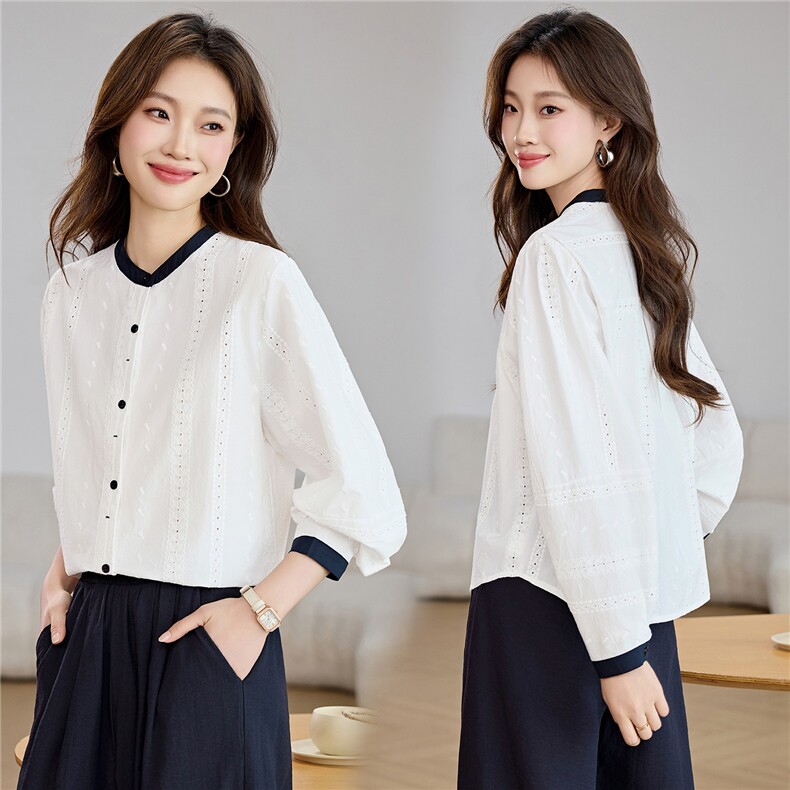 2026年春季新款气质优雅休闲减龄长袖百搭衬衣，女装衬衫，罗腾