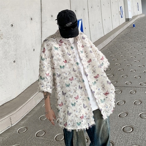 小众蝴蝶毛边流苏设计感衬衫高级感痞帅休闲外套防晒衣 C56图片