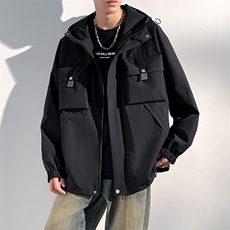 休闲拉链夹克情侣冲锋衣防风衣连帽外套JK451p75，男装夹克，电商D315
